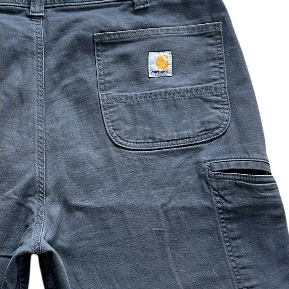 Carhartt Rugged Flex Canvas Work Shorts Mens 38 Gray Relaxed Fit Workwear